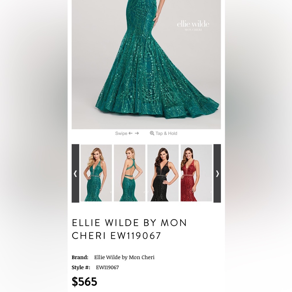 Ellie Wilde Teal Sequin Prom Dress - Picture 5 of 7